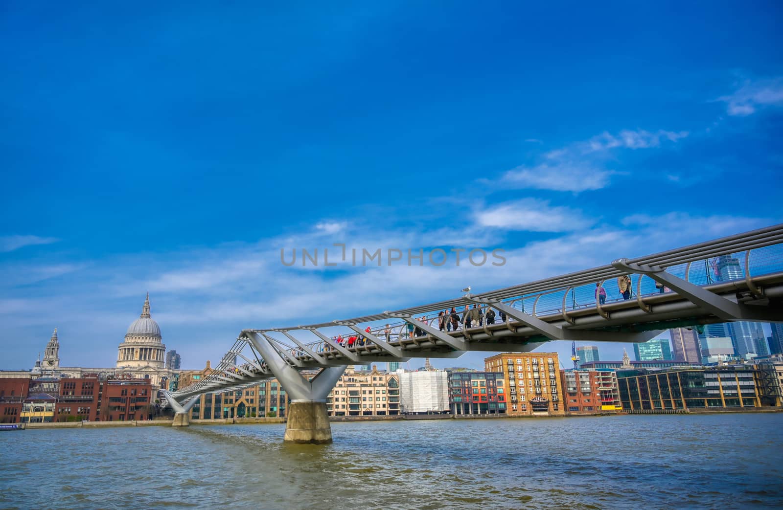 St. Paul's Cathedral across Millennium Bridge in London, UK by jbyard22