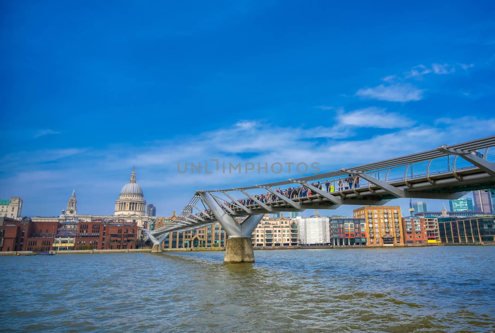 St. Paul's Cathedral across Millennium Bridge in London, UK by jbyard22