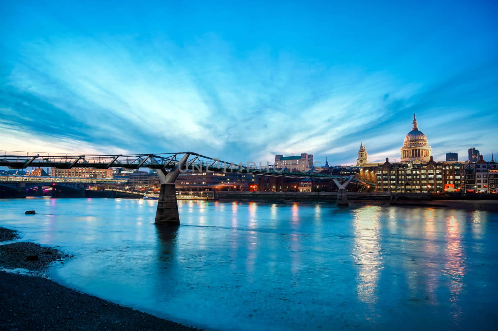 St. Paul's Cathedral across Millennium Bridge in London, UK by jbyard22