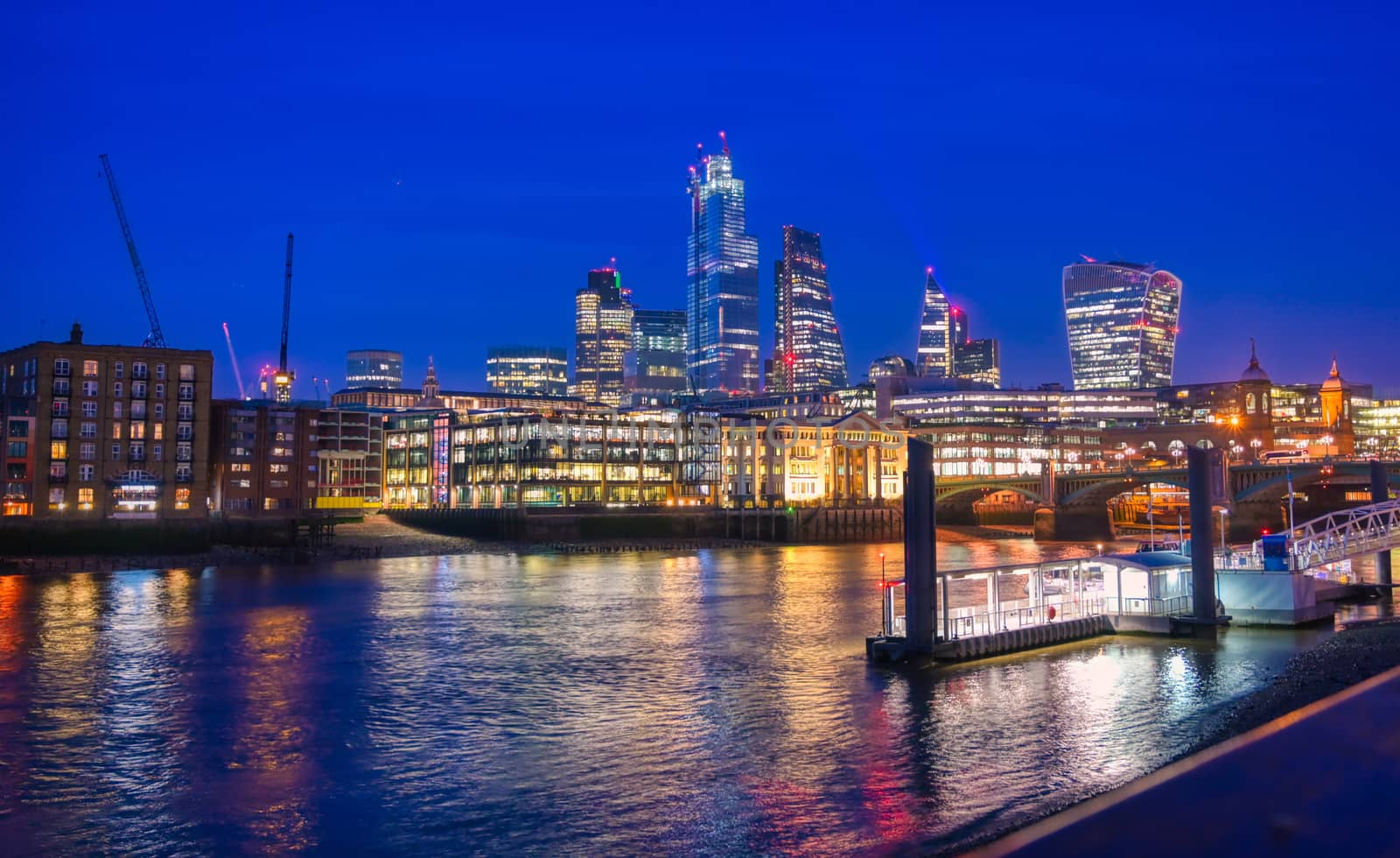 A view of the London skyline across the River Thames in London, UK.