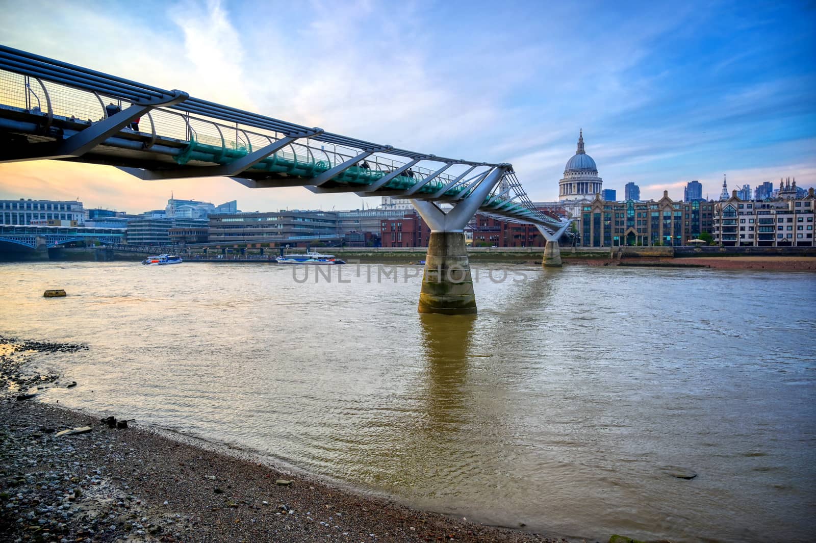 St. Paul's Cathedral across Millennium Bridge in London, UK by jbyard22