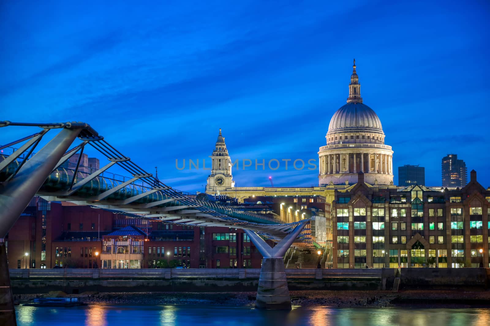 St. Paul's Cathedral across Millennium Bridge in London, UK by jbyard22