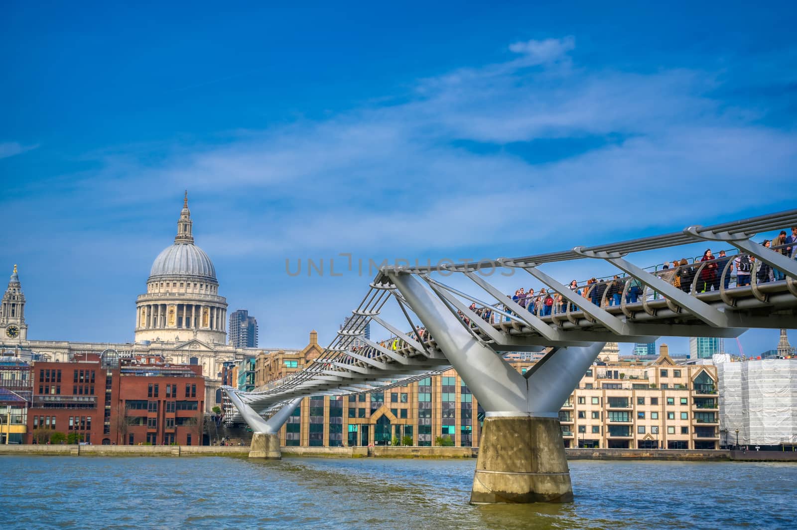 St. Paul's Cathedral across Millennium Bridge in London, UK by jbyard22