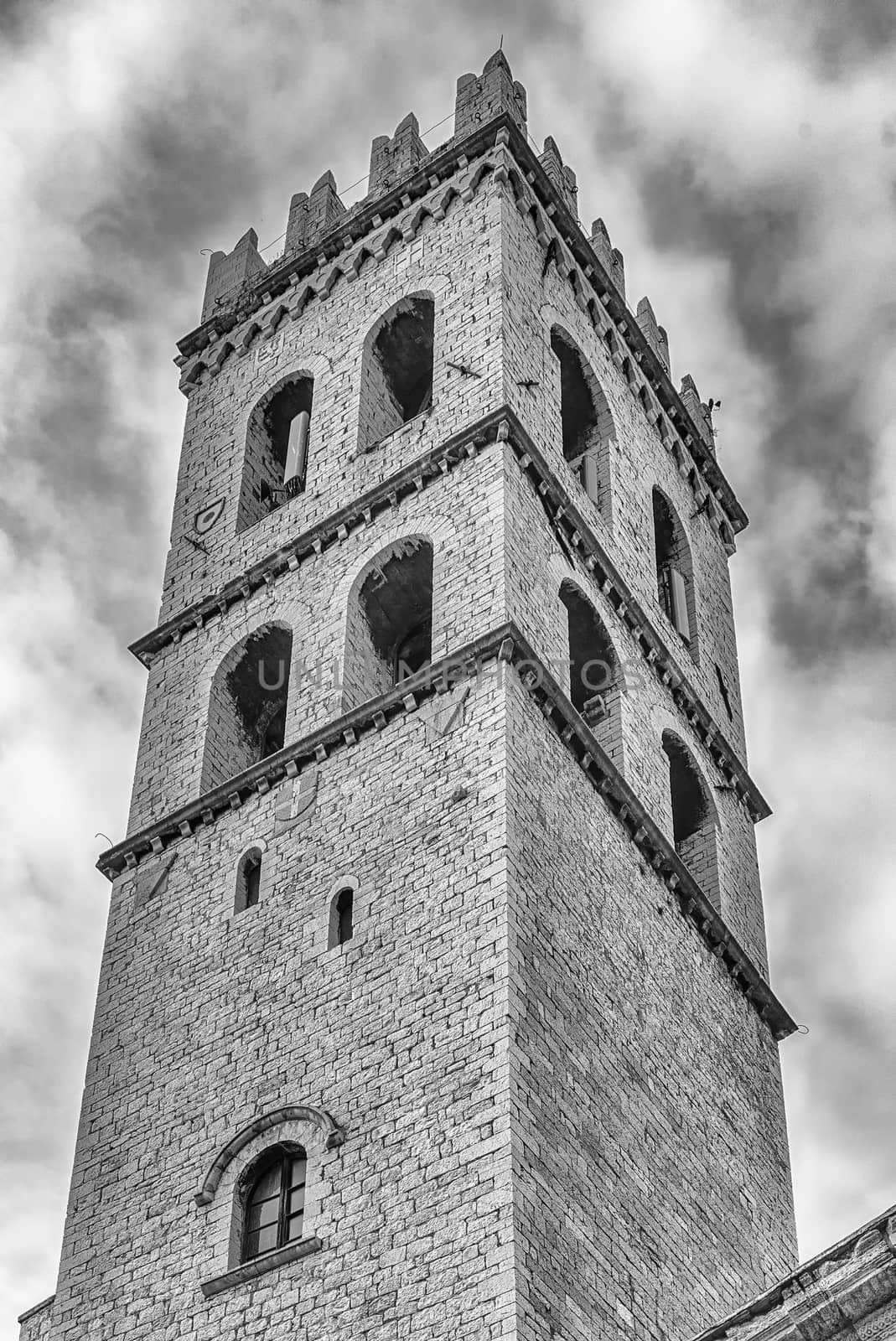 Belltower of the Temple of Minerva, landmark in Assisi, Italy by marcorubino