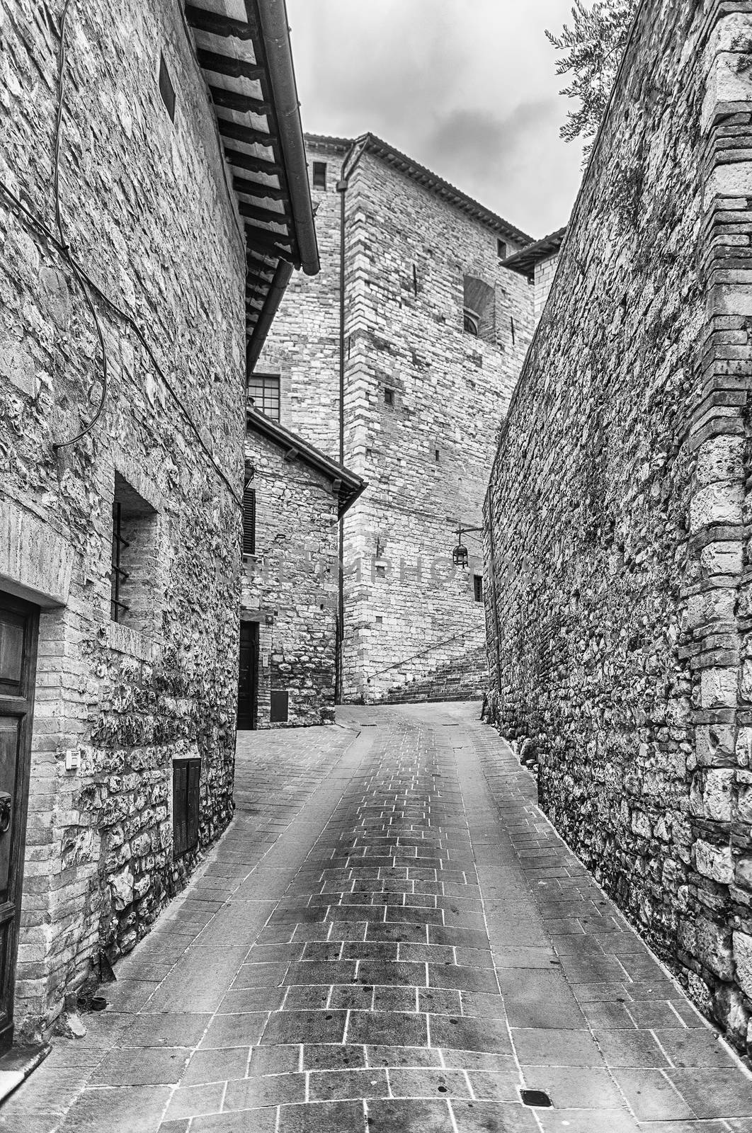 Scenic streets of the medieval town of Assisi, Umbria, Italy by marcorubino