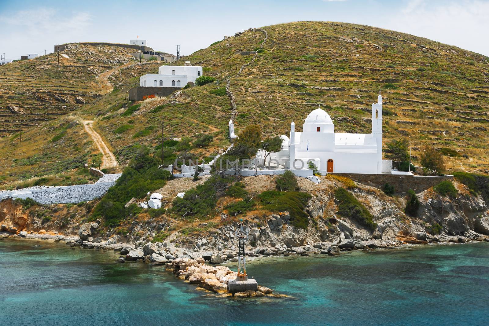 Church of Agia Irini (Saint Irene)  near the Ormos harbour, Ios, Cyclades Islands,  Greece by Slast20