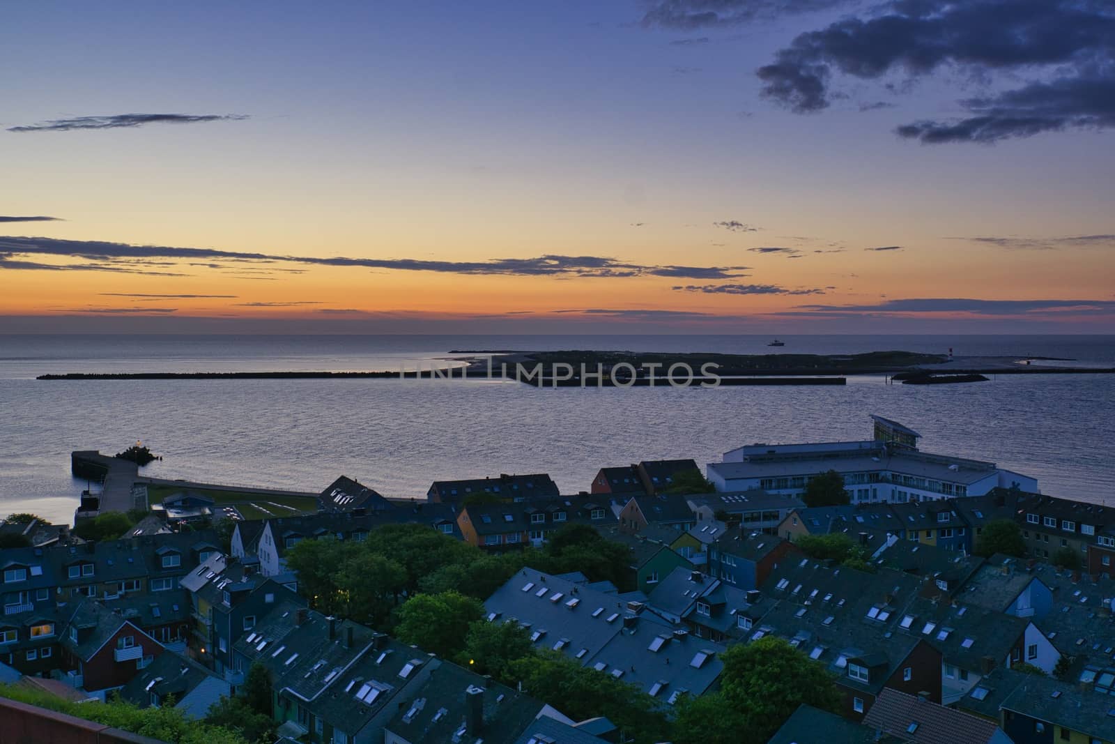 Heligoland - look on the island dune - sunrise over the sea