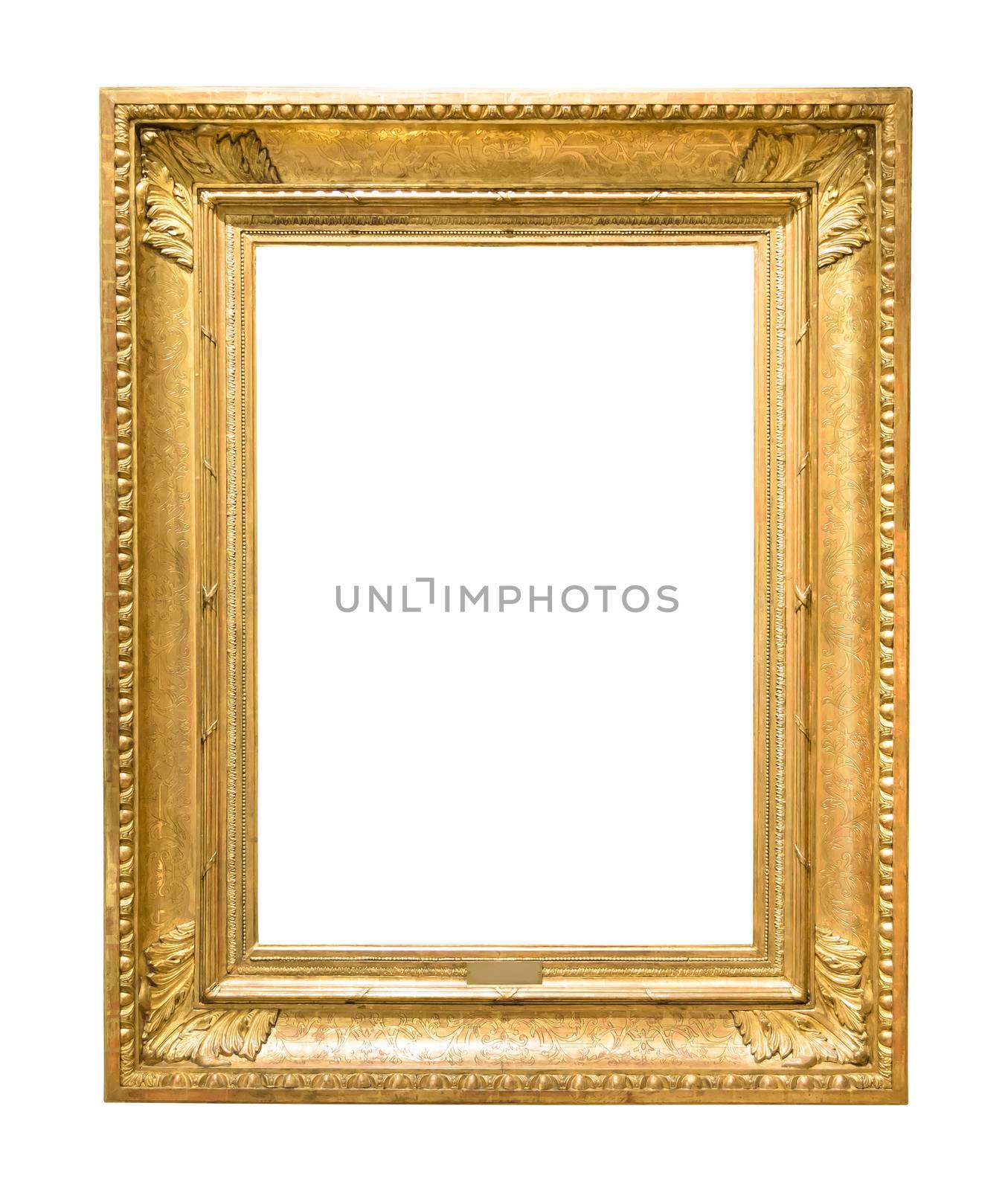 Gold decorative picture frame isolated on white by mkos83