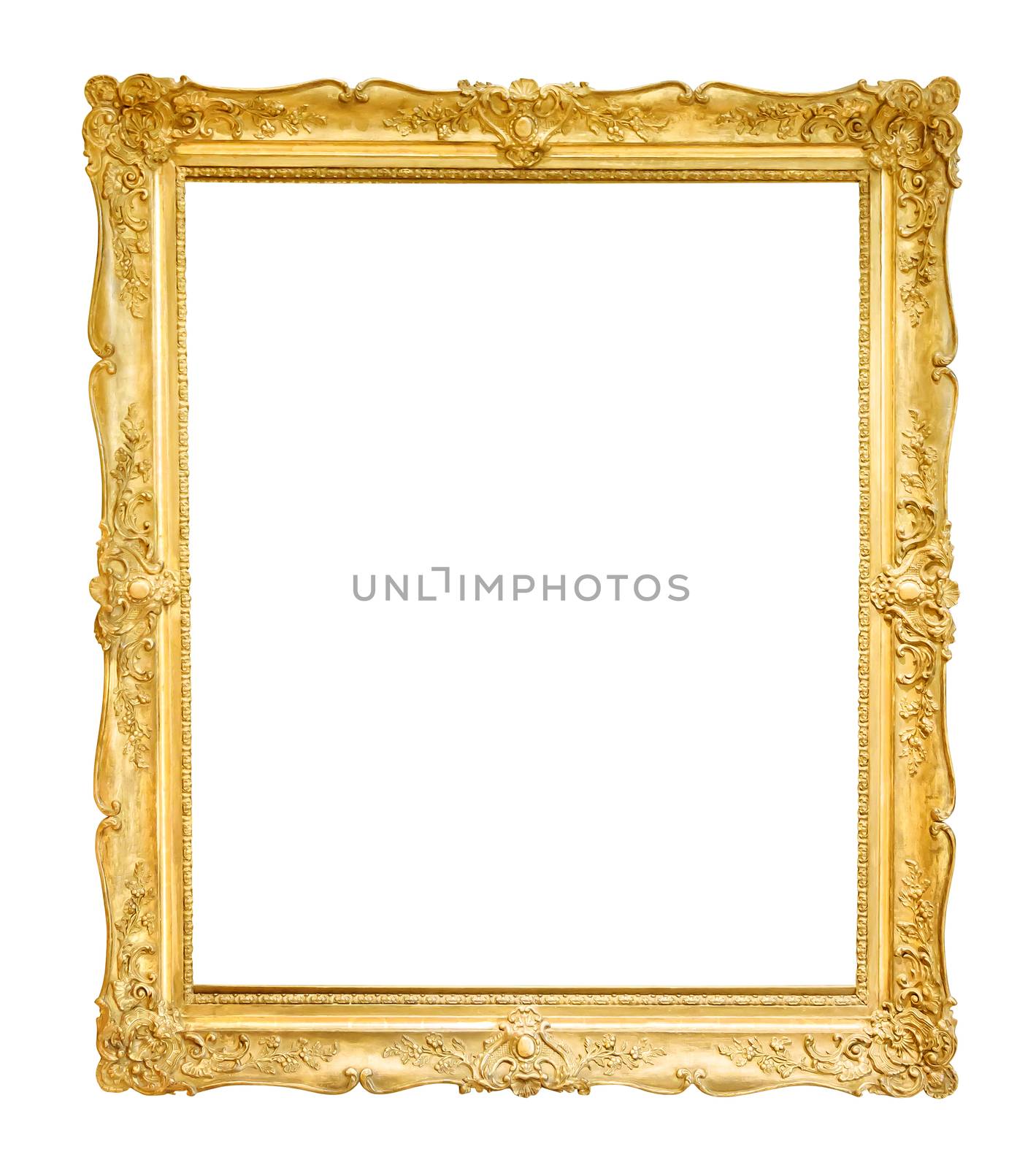 Gold decorative picture frame isolated on white by mkos83