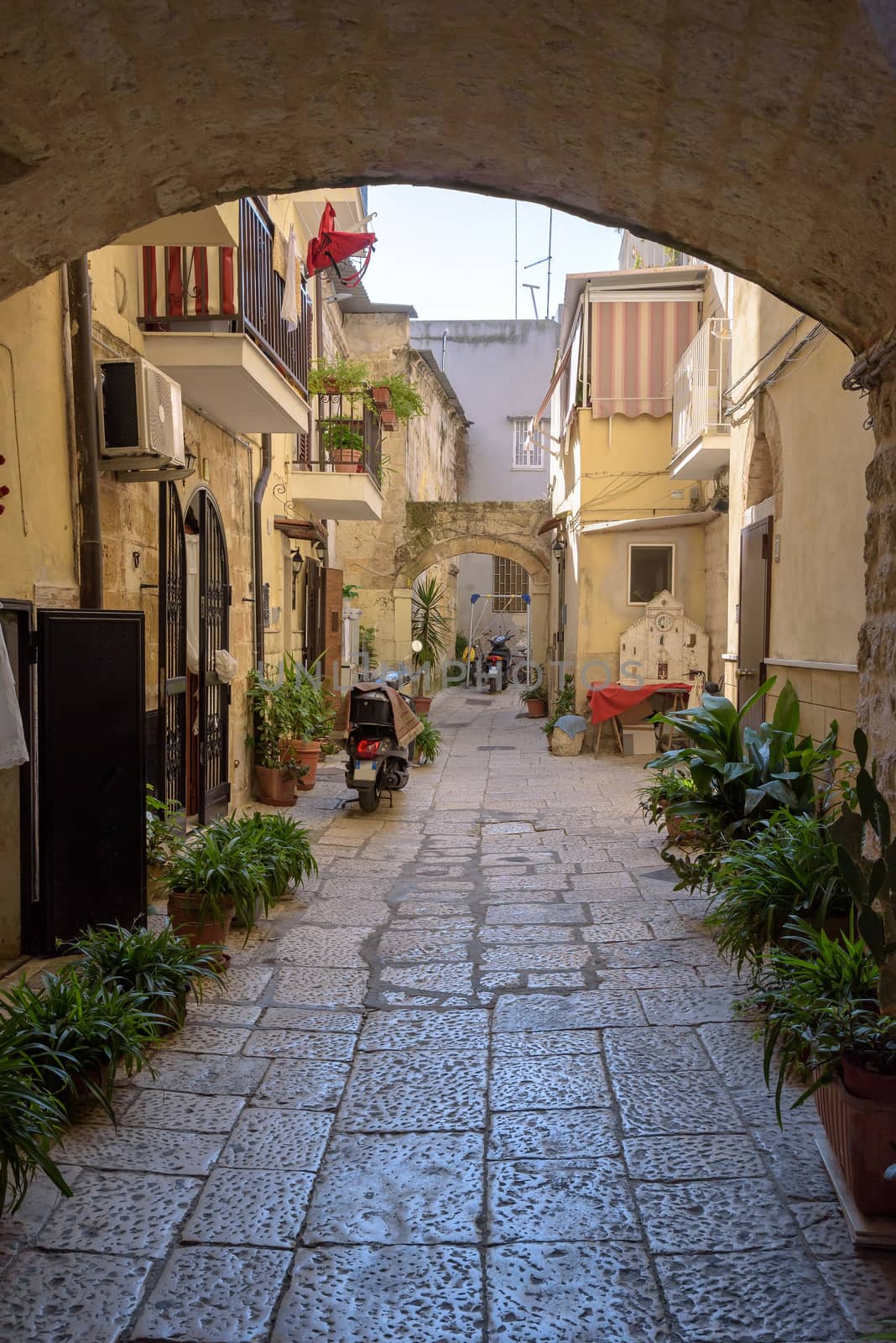 gate to the backyard in the old town of Bari, Apulia, Italy