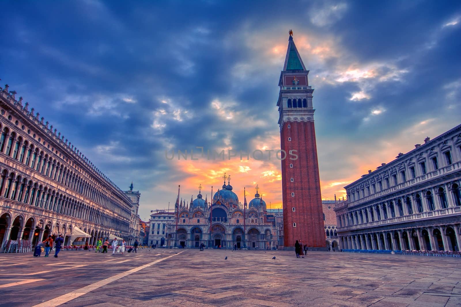 Saint Mark's square with campanile and basilica in Venice. by CreativePhotoSpain