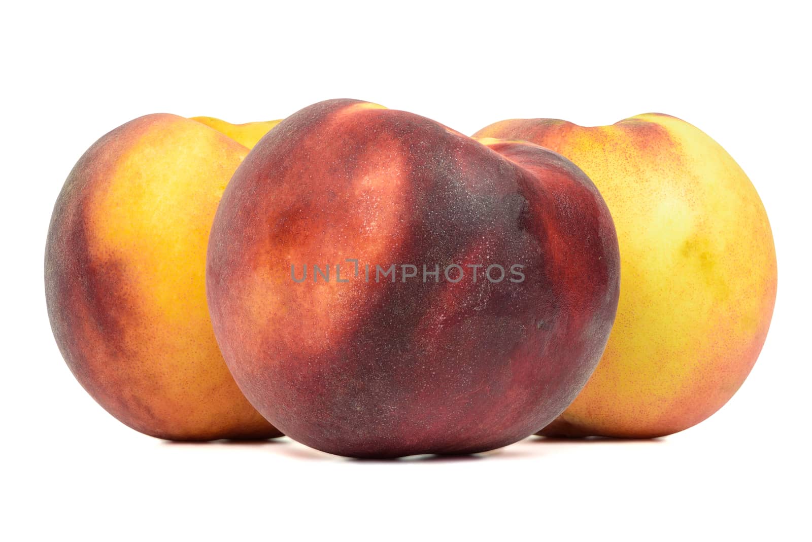 Ripe peaches on white background by mkos83