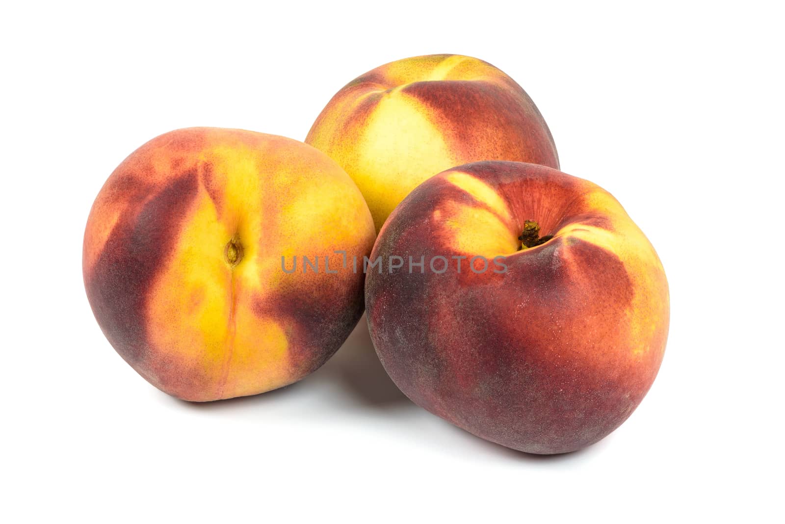 Ripe peaches on white background by mkos83