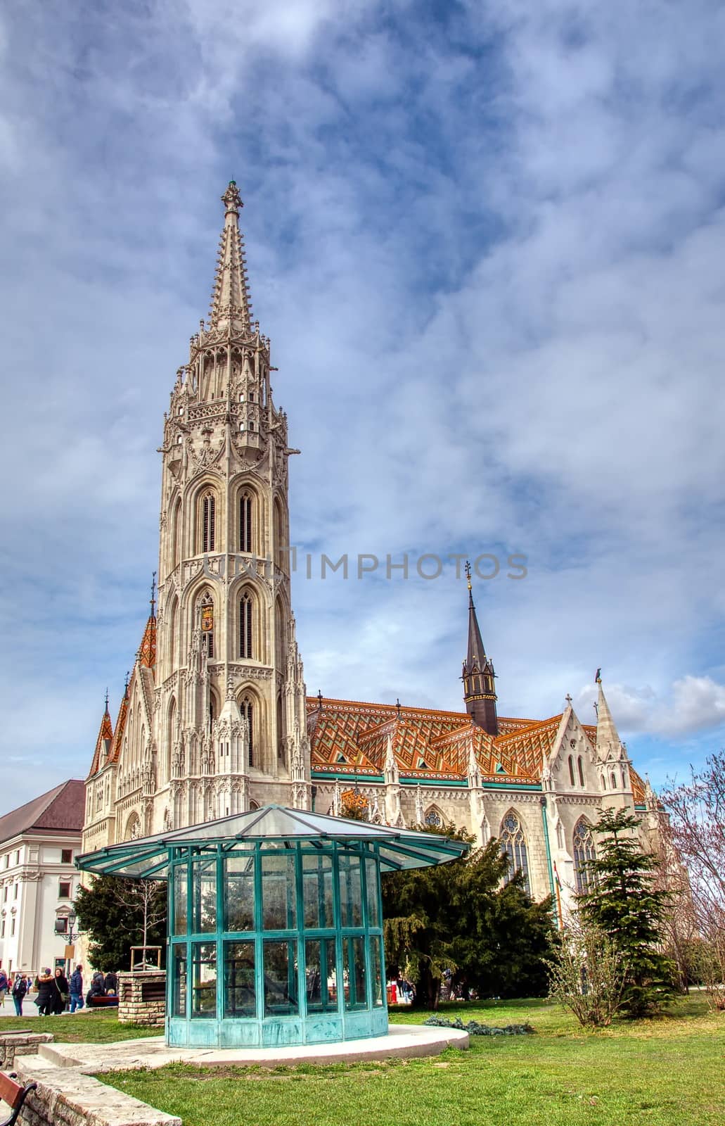 Budapest, Hungary - March 27, 2018: Matthias Church in Budapest, Hungary. The building was constructed in the florid late Gothic style in the second half of the 14th century.