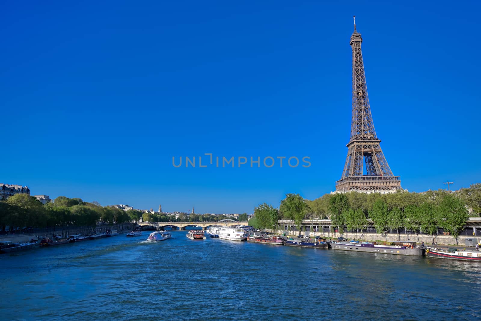 A view of the Eiffel Tower in Paris, France.