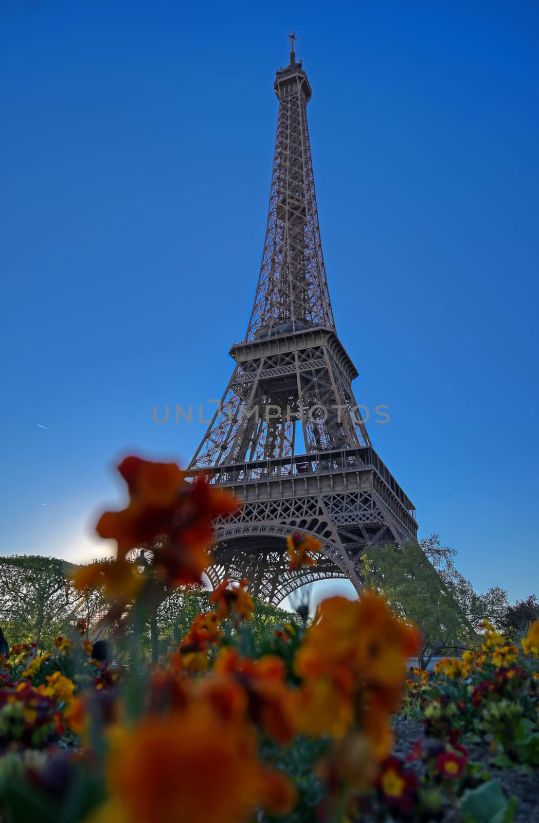 A view of the Eiffel Tower in Paris, France.