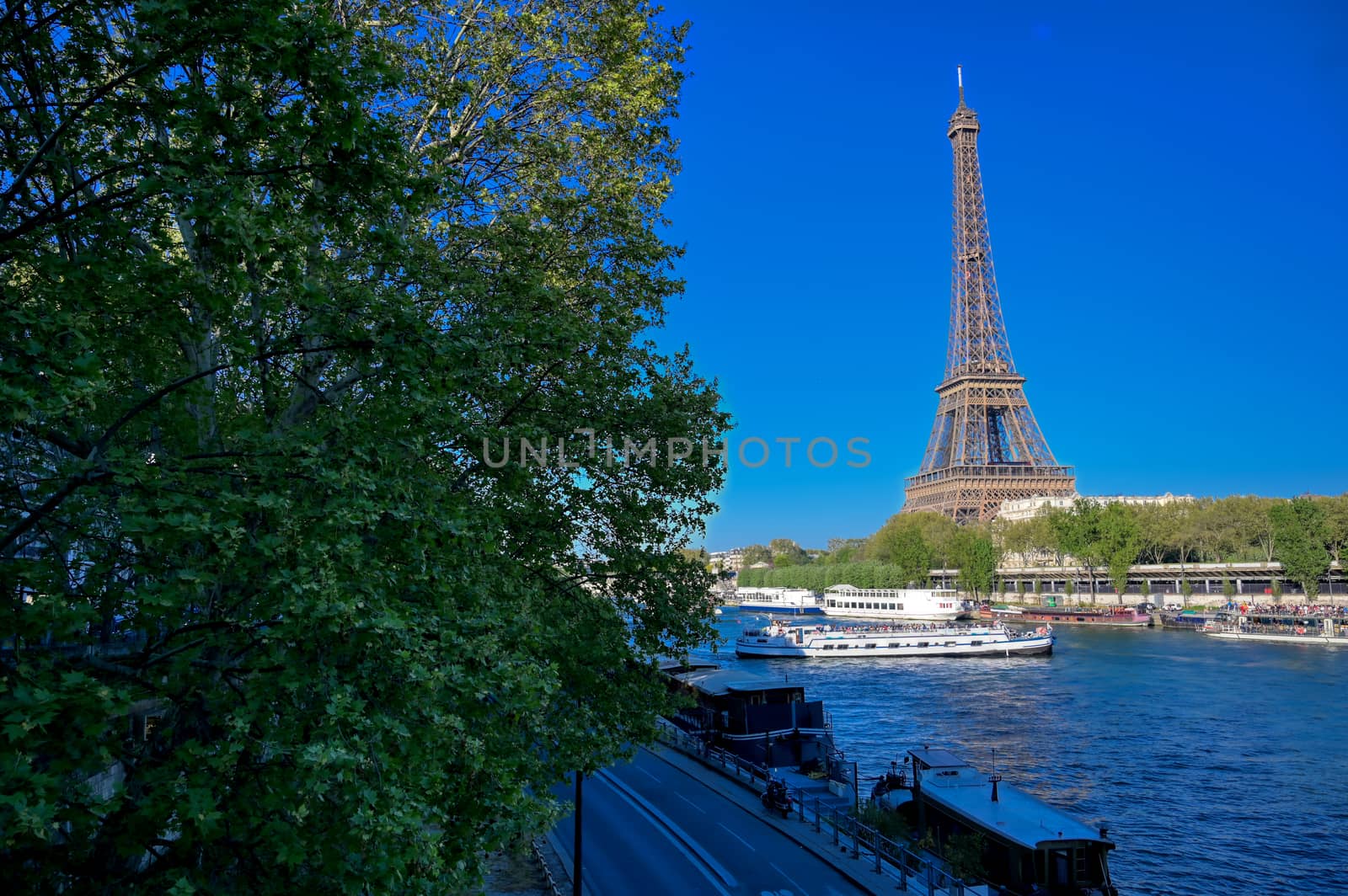 A view of the Eiffel Tower in Paris, France.