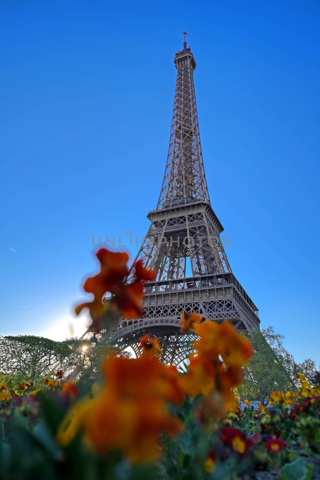 A view of the Eiffel Tower in Paris, France.