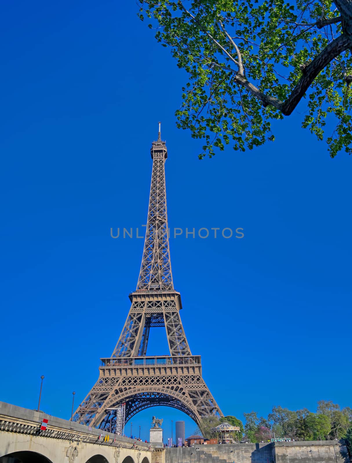 A view of the Eiffel Tower in Paris, France.