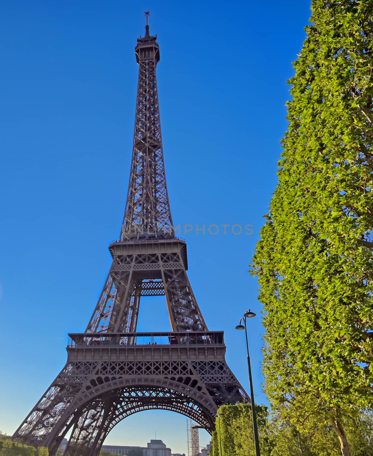 A view of the Eiffel Tower in Paris, France.