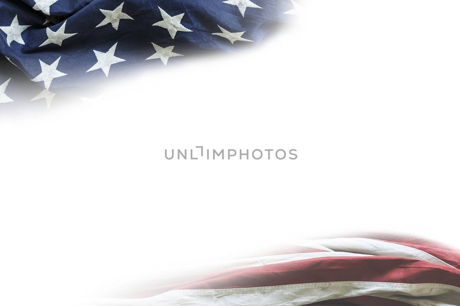 United States of America flag on white background with copy space