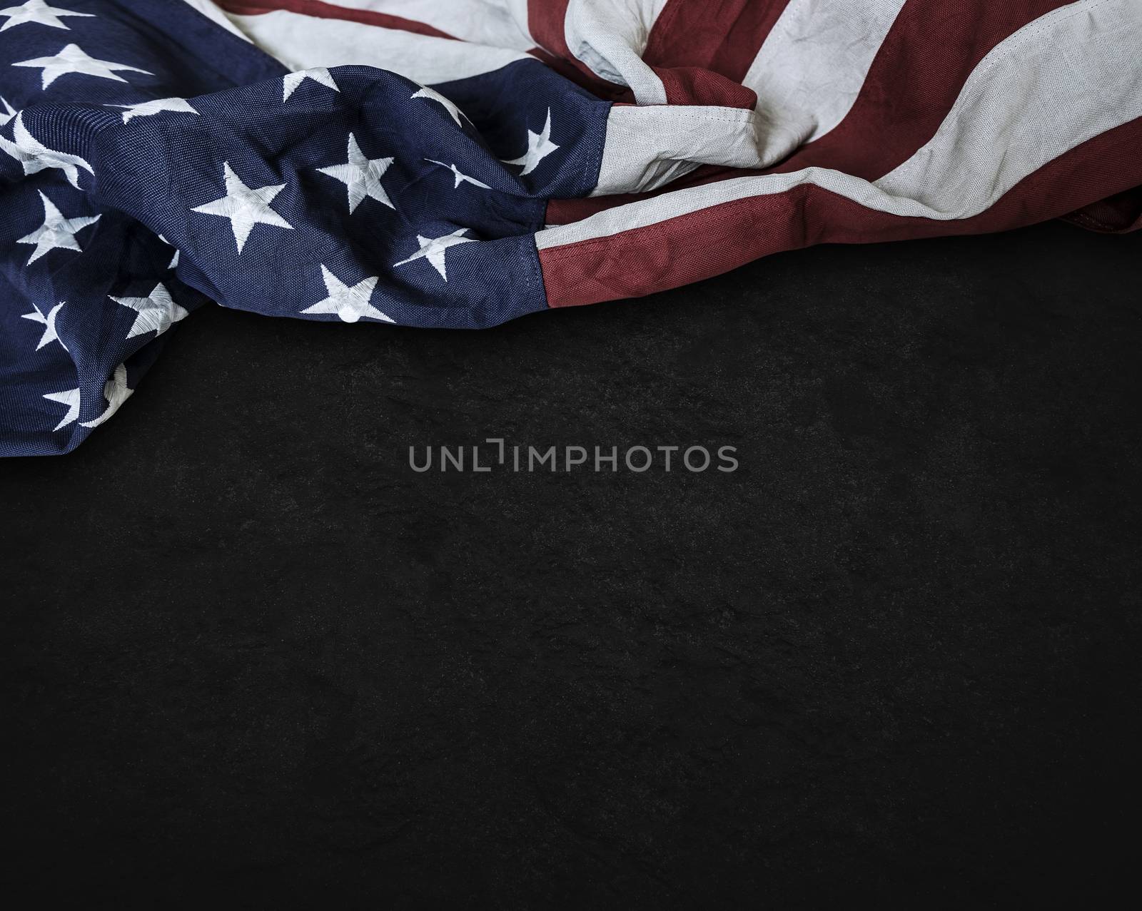 Flag of the United States of America on cement background with c by Myimagine