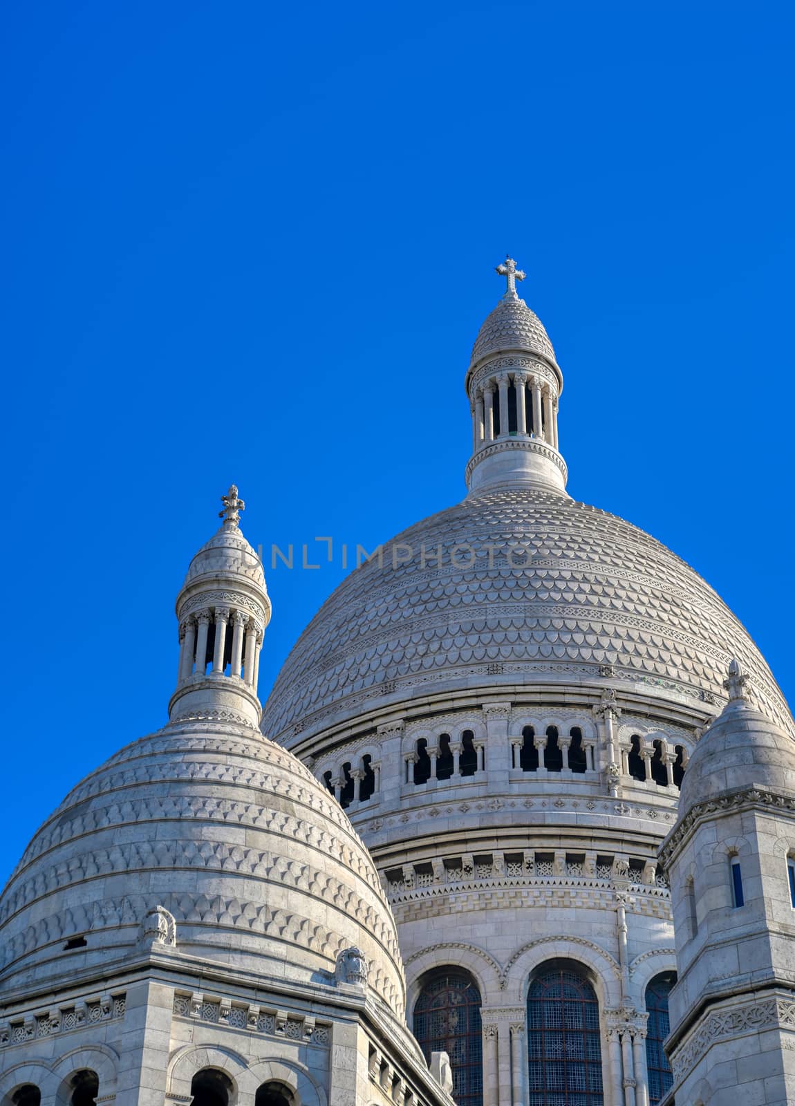 The Basilica of the Sacred Heart of Paris, commonly known as Sacré-Cœur Basilica, located in the Montmartre district of Paris, France.