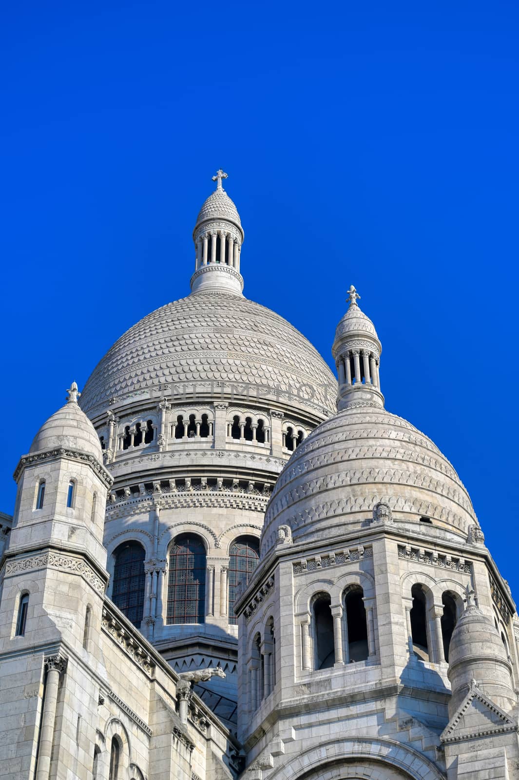 The Basilica of the Sacred Heart of Paris, commonly known as Sacré-Cœur Basilica, located in the Montmartre district of Paris, France.