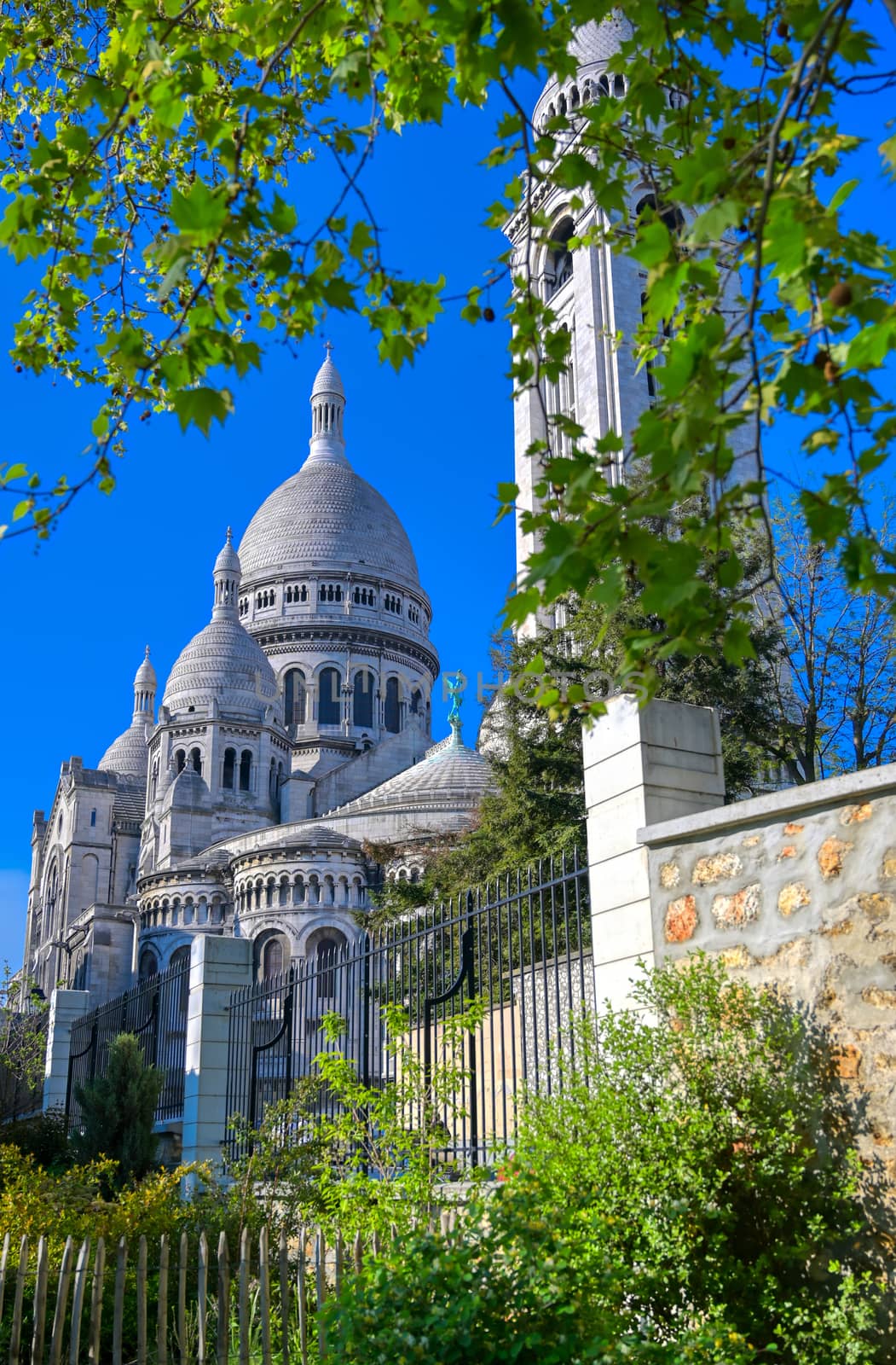 The Basilica of the Sacred Heart of Paris, commonly known as Sacré-Cœur Basilica, located in the Montmartre district of Paris, France.