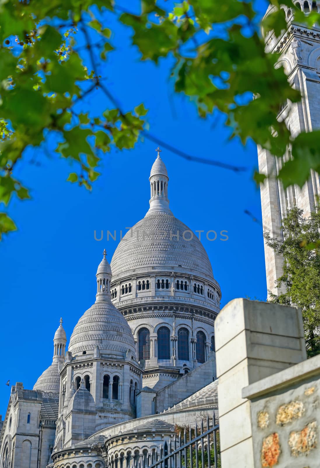 The Basilica of the Sacred Heart of Paris, commonly known as Sacré-Cœur Basilica, located in the Montmartre district of Paris, France.