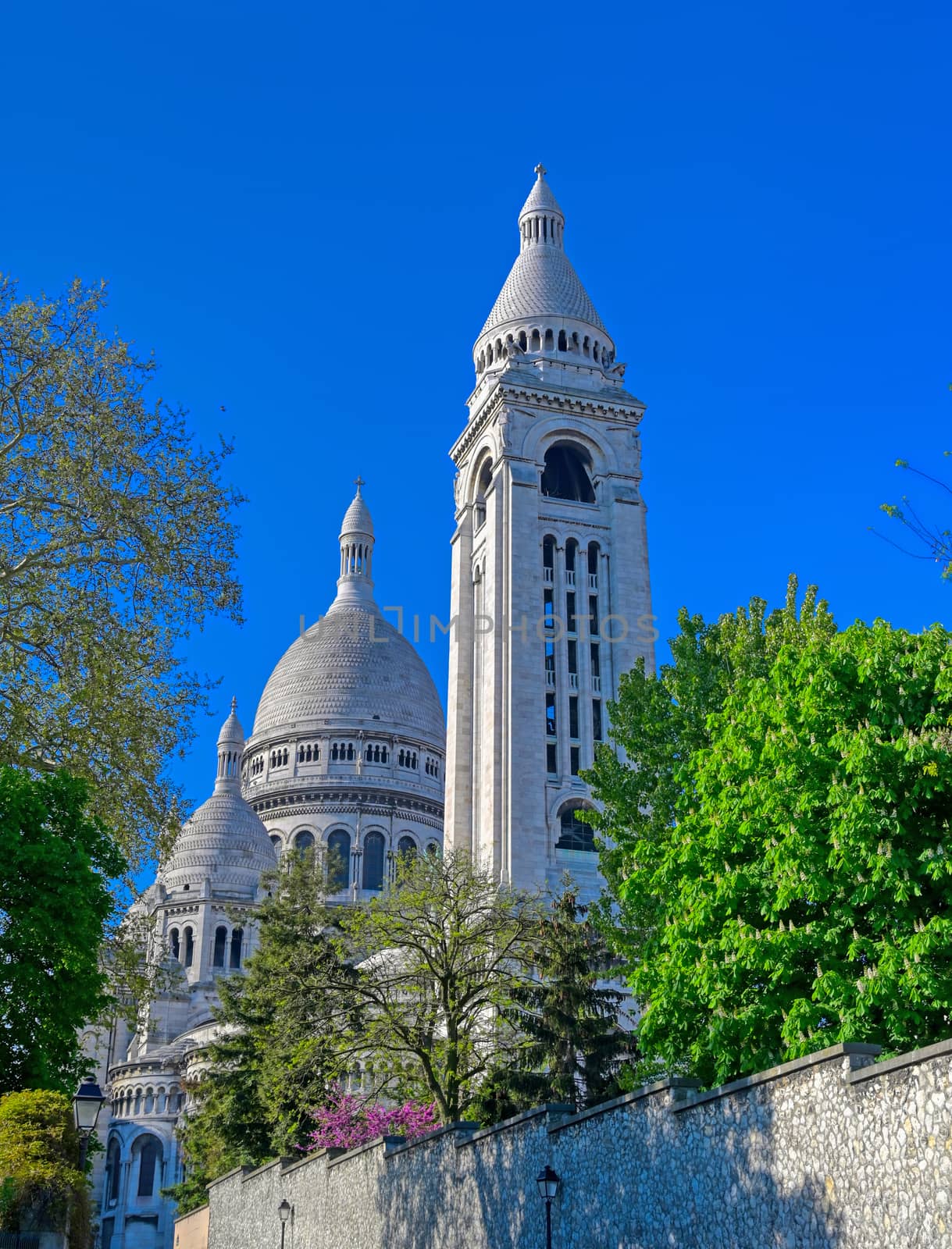 The Basilica of the Sacred Heart of Paris, commonly known as Sacré-Cœur Basilica, located in the Montmartre district of Paris, France.