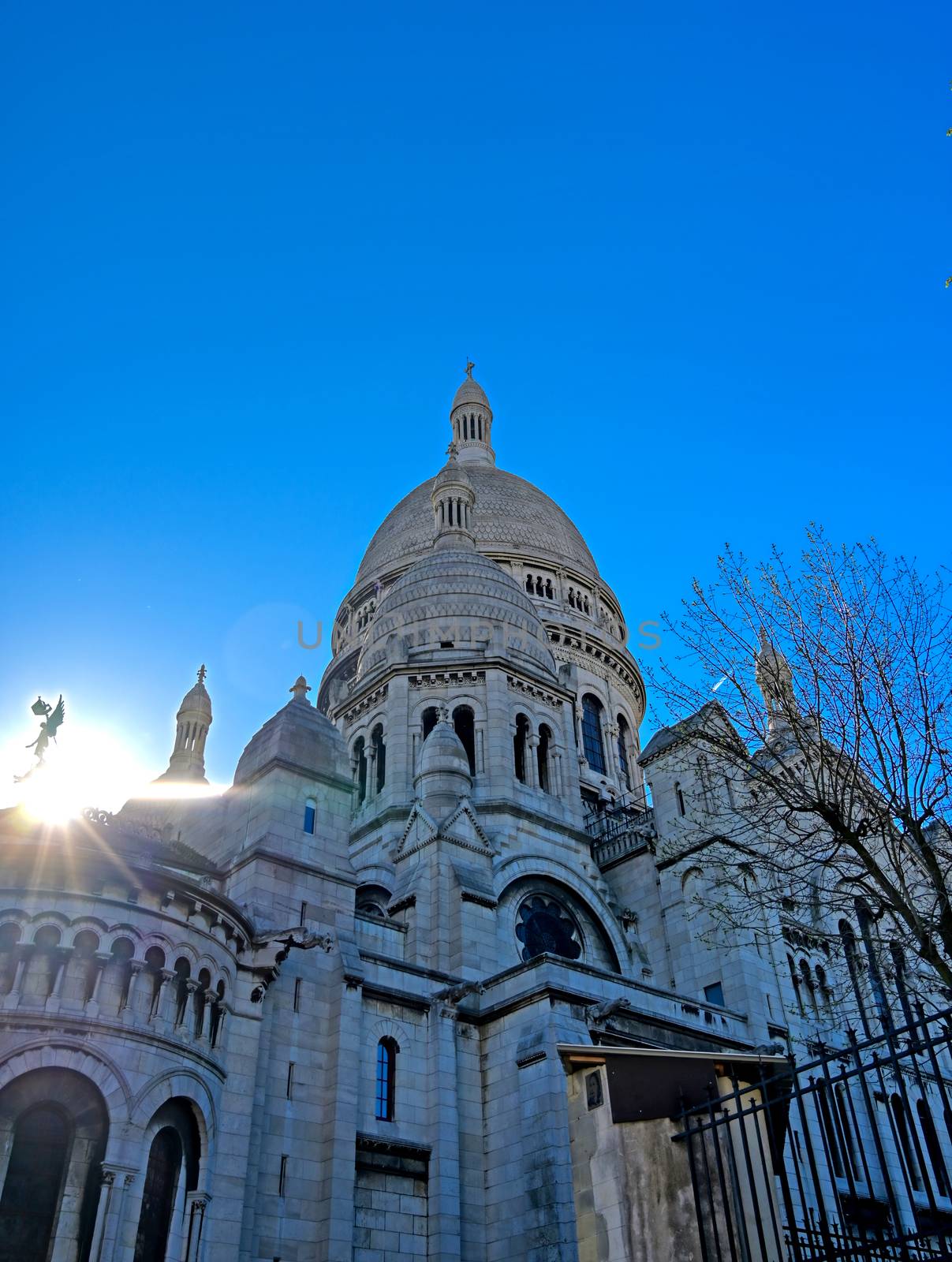 The Basilica of the Sacred Heart of Paris, commonly known as Sacré-Cœur Basilica, located in the Montmartre district of Paris, France.