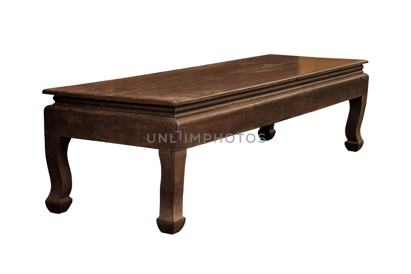 Low wooden table isolated. by NuwatPhoto