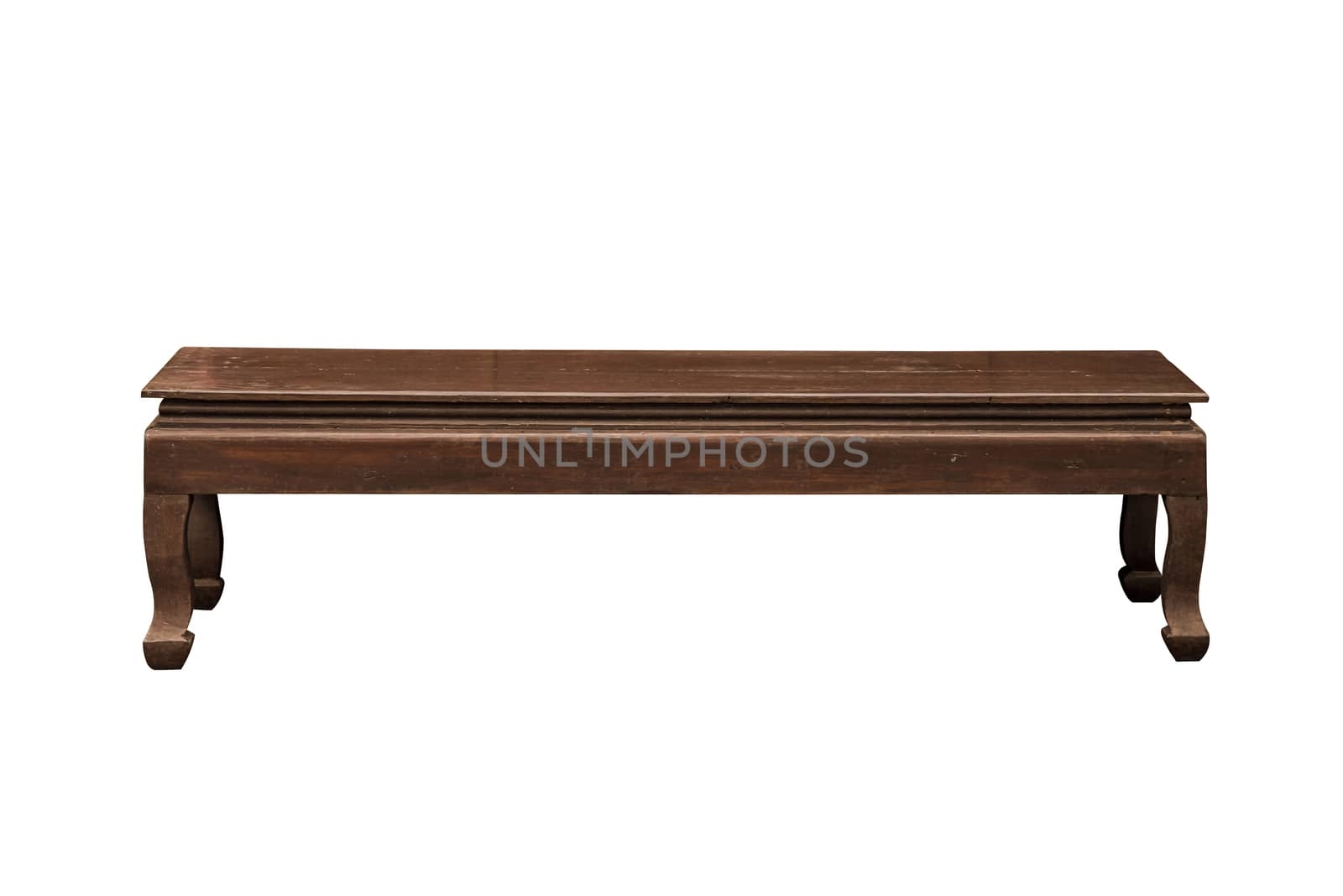 Low wooden table isolated on white background, work with clipping path.