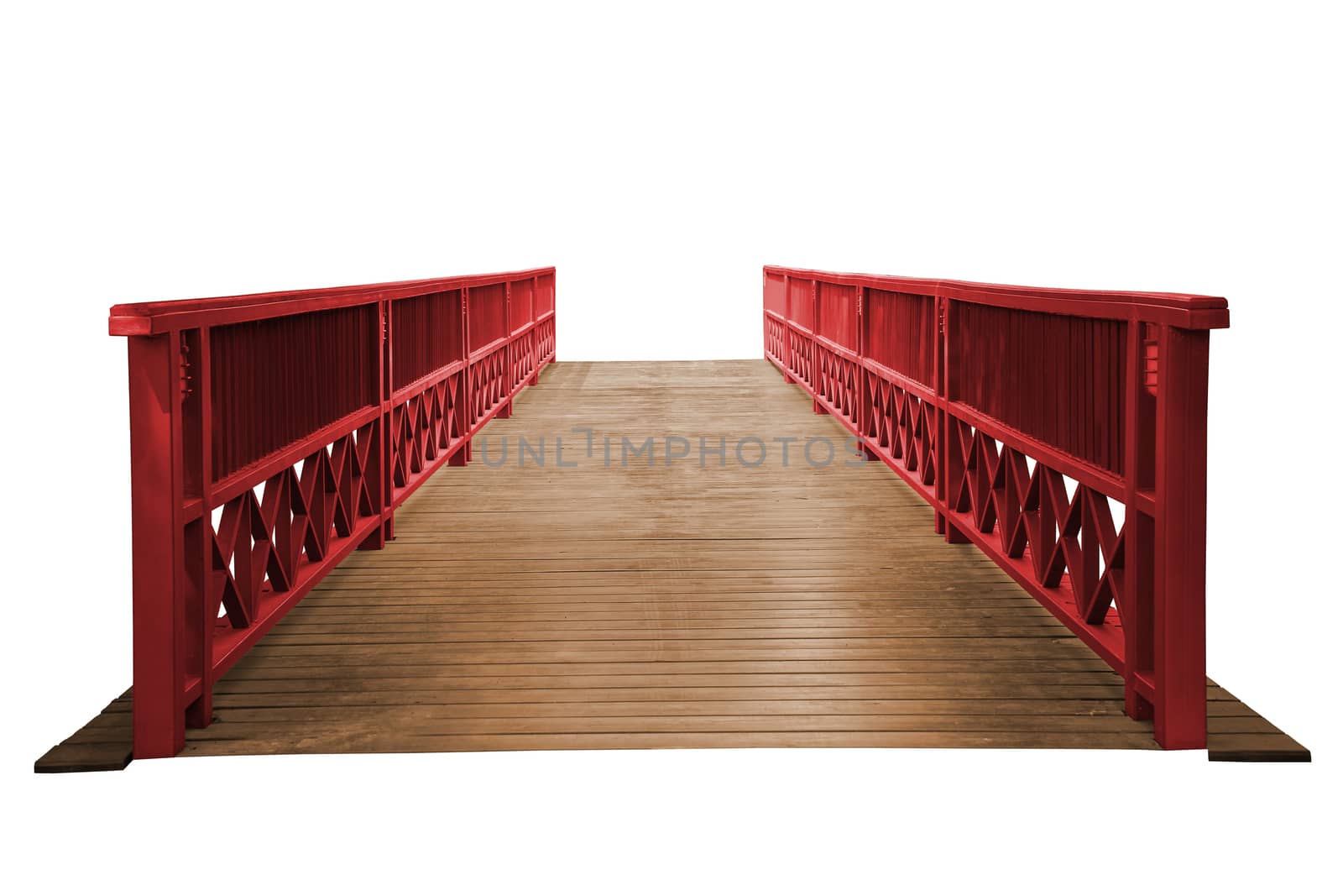 Old wooden bridge isolated. by NuwatPhoto