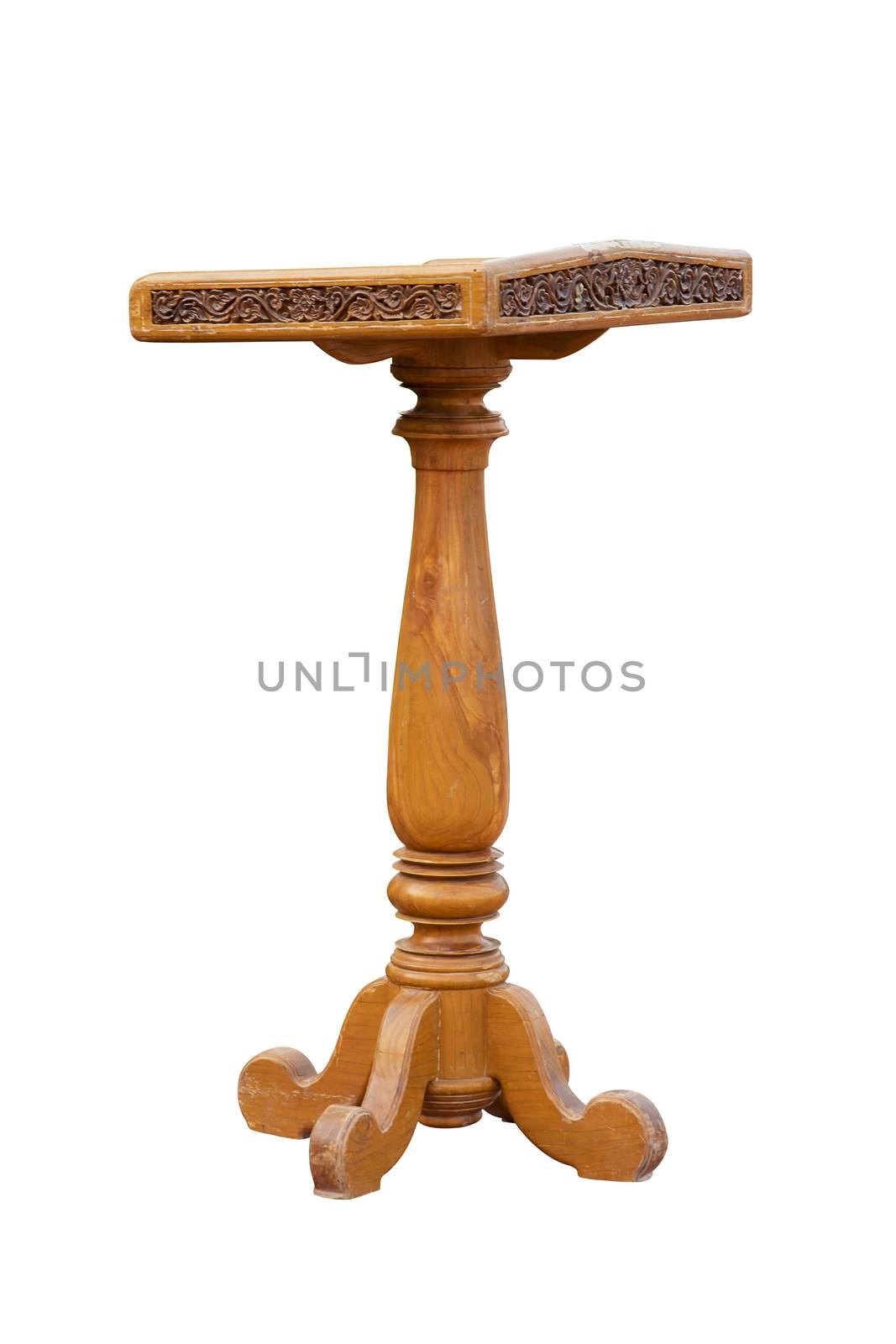 Wooden Podium Tribune Rostrum Stand Isolated on White Background, Work with clipping path.