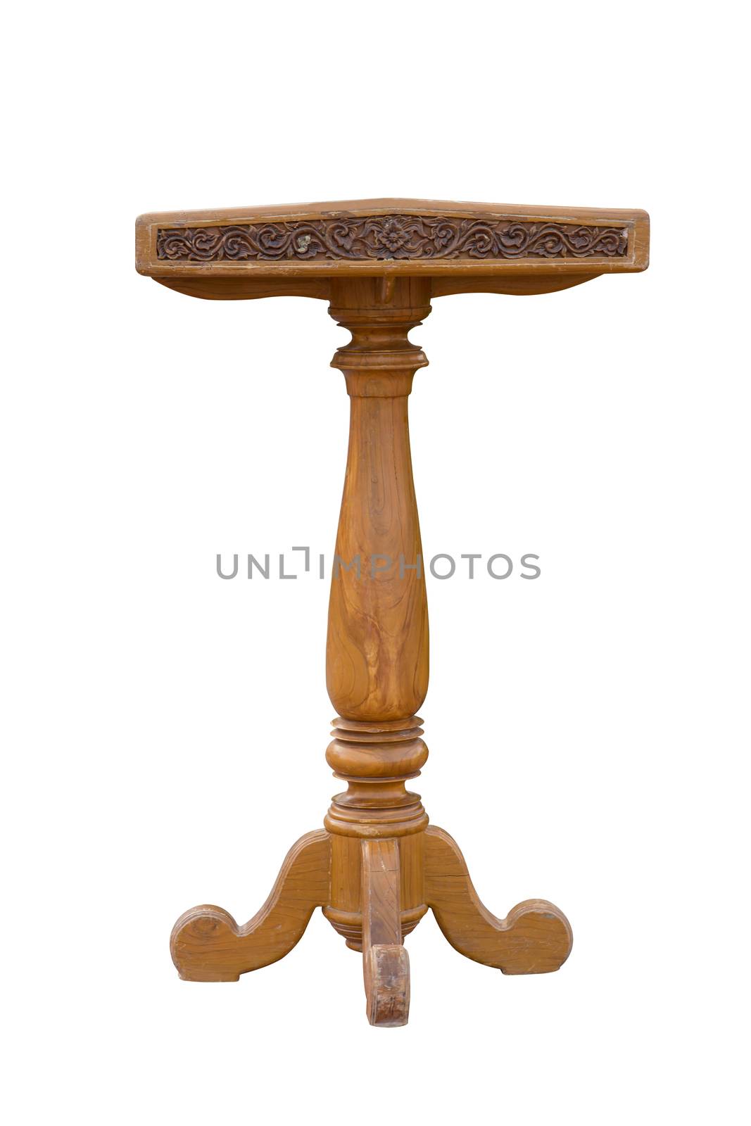 Wooden Podium Tribune Rostrum Stand Isolated. by NuwatPhoto