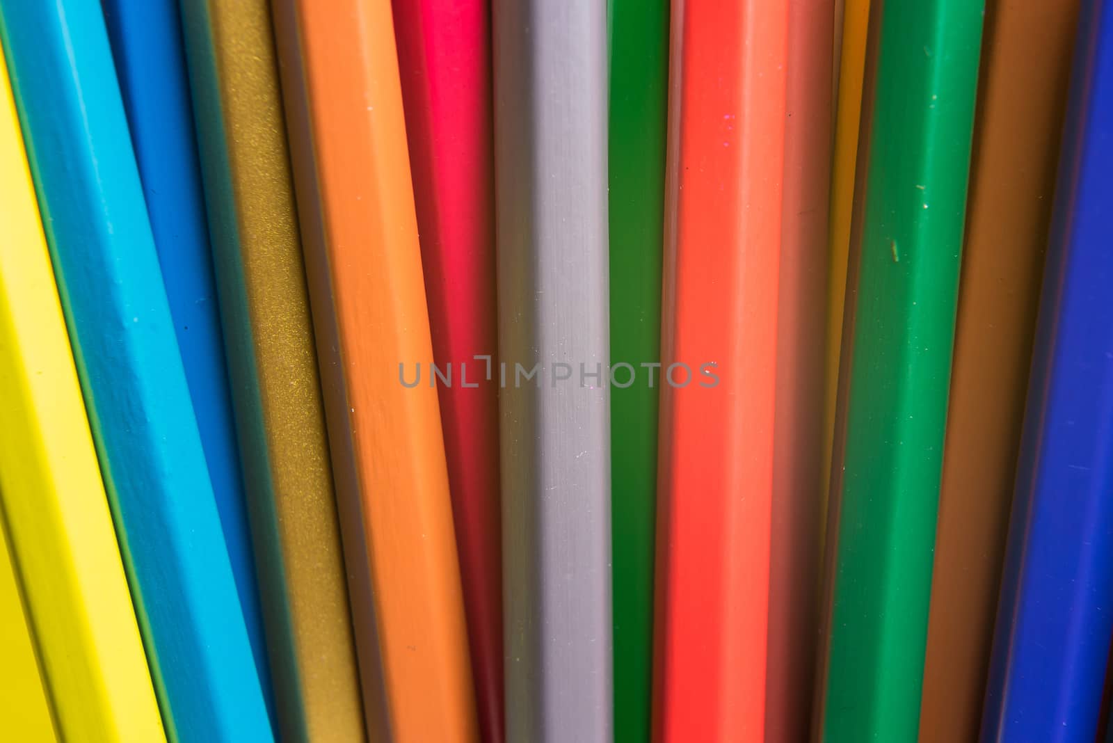 Colour pencils isolated, Close up
