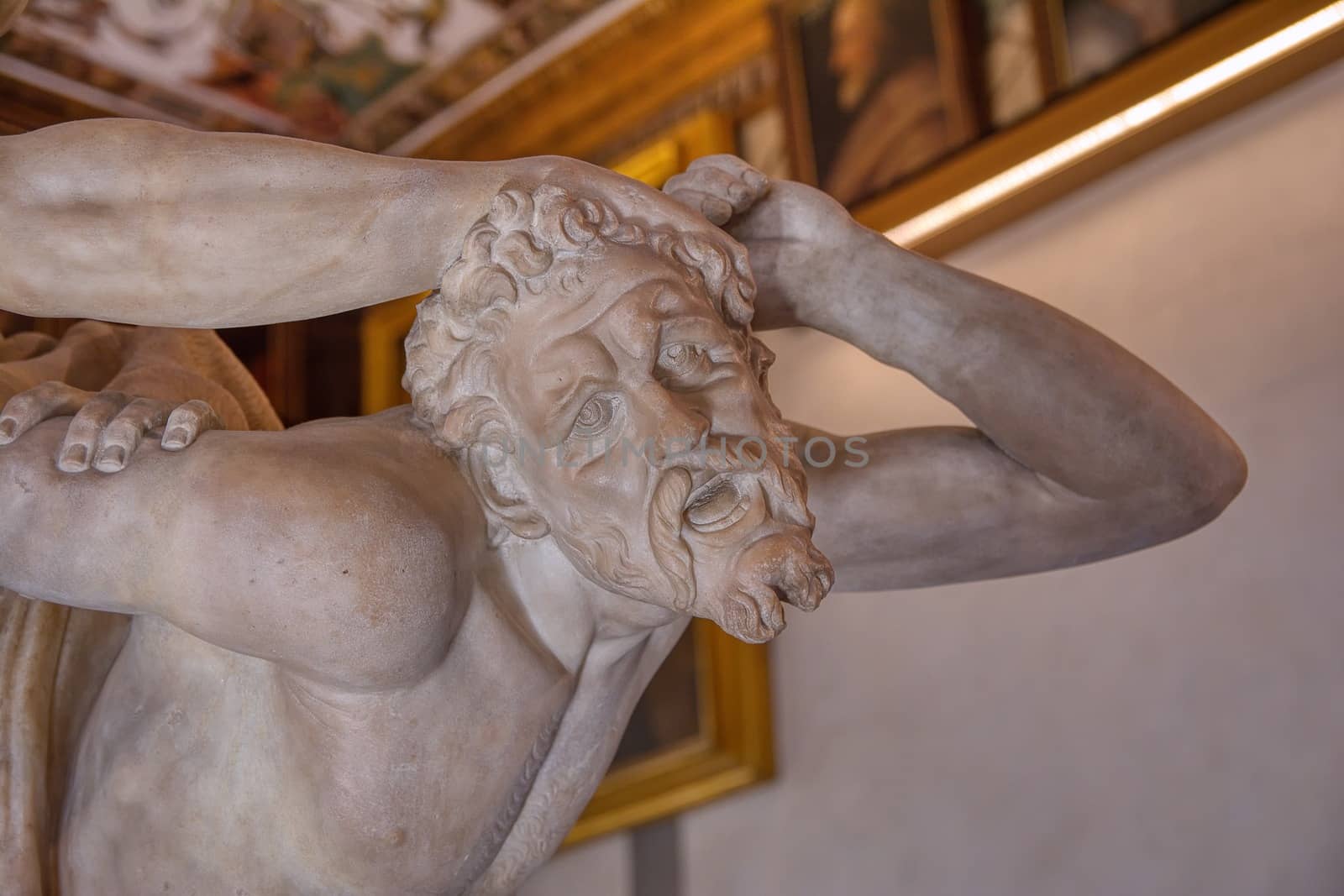 Ancient roman marble sculpture in Florence, Italy.