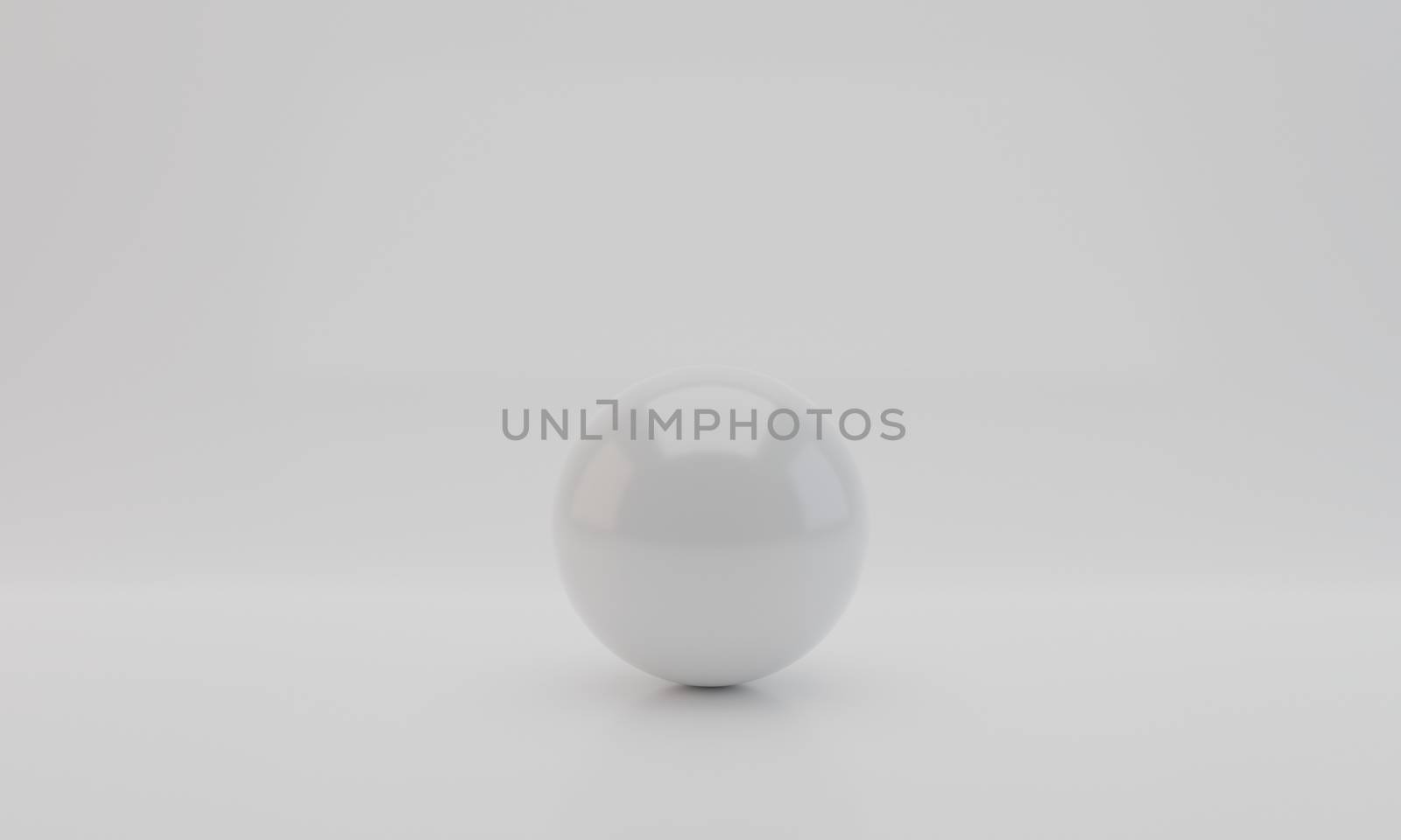 White Sphere with Reflection on white background. 3D Rendering.
