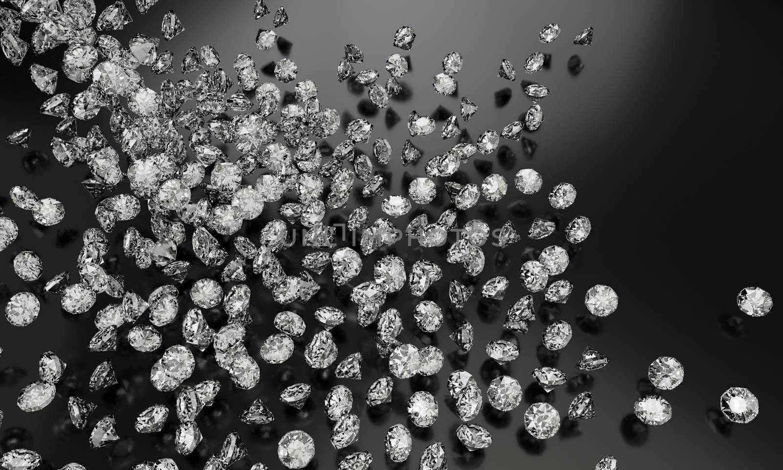 Diamonds on black background with reflect on surface. by ridersuperone