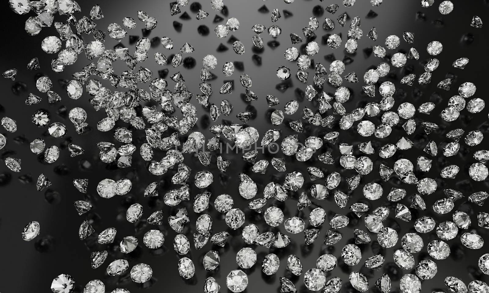 Diamonds on black background with reflect on surface. by ridersuperone