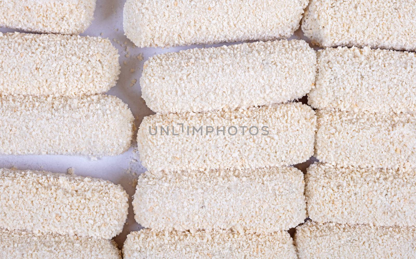 Frozen dutch kroketten isolated on a white background