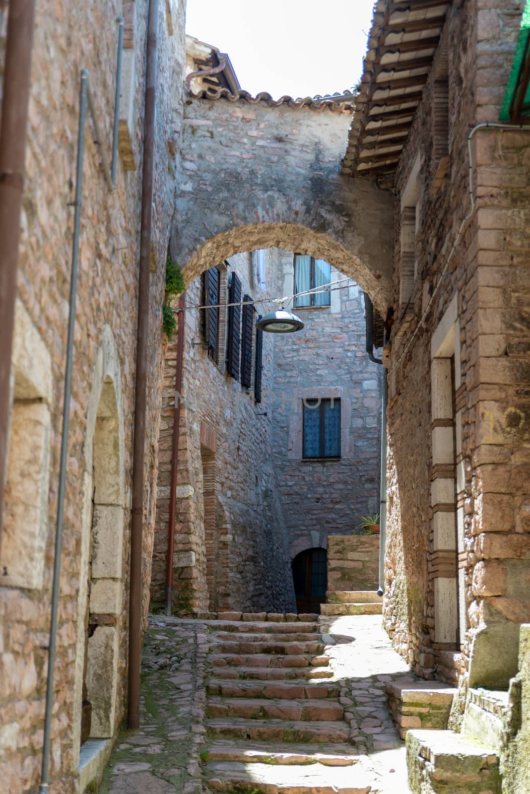 macerino,italy june 02 2020 :ancient village of macerino completely made of stone foreshortenings and houses