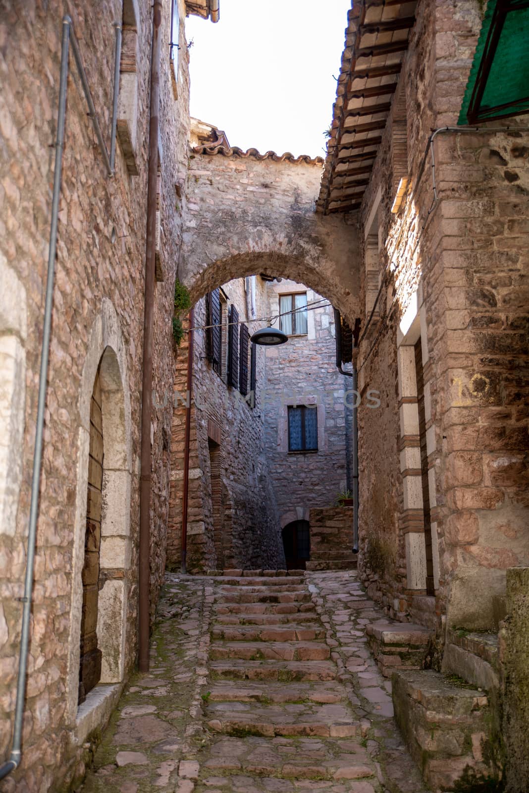 macerino,italy june 02 2020 :ancient village of macerino completely made of stone foreshortenings and houses