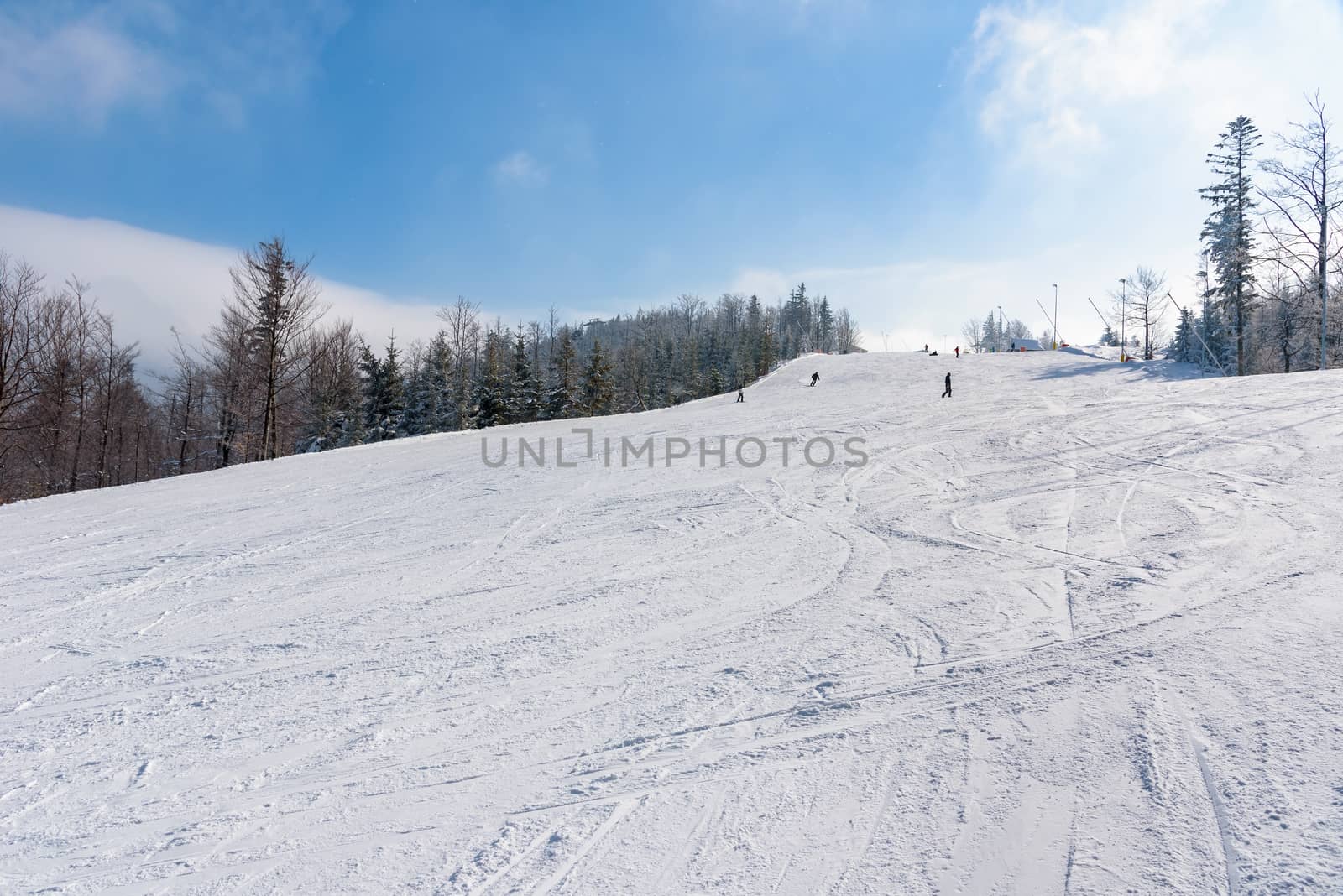 Ski slope in Szczyrk in Beskid Mountains, Poland