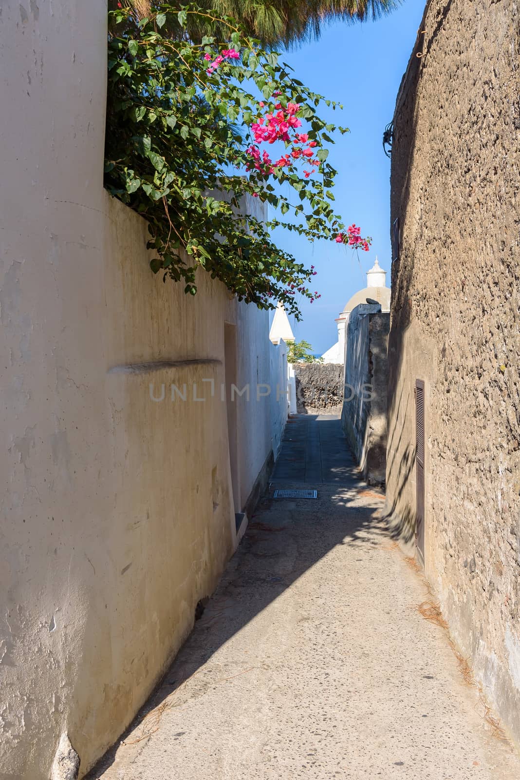 Narrow street in a village on Stromboli Island by mkos83