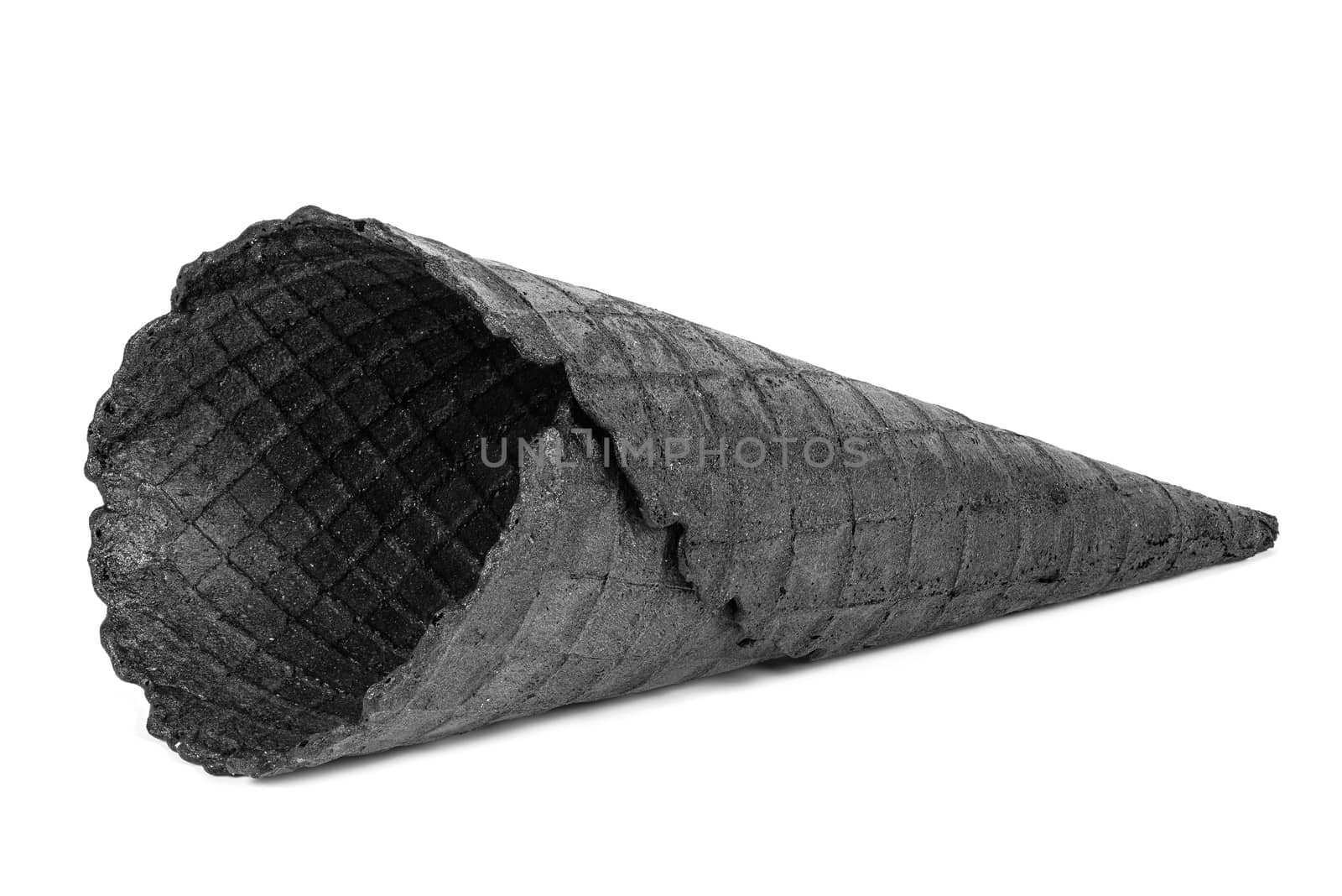 Black empty ice cream cone on white background by mkos83