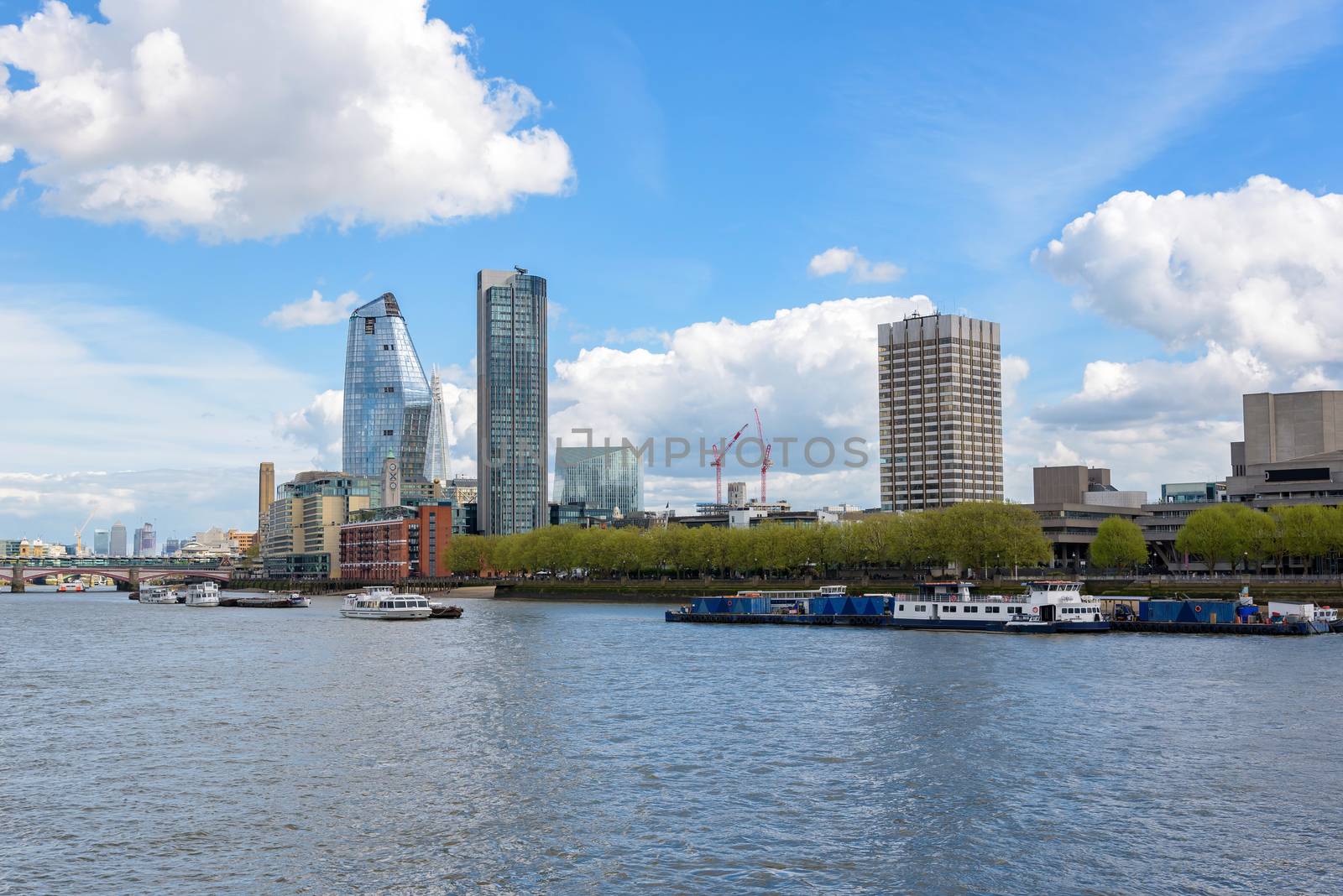 Panorama of south bank of the Thames River in London by mkos83