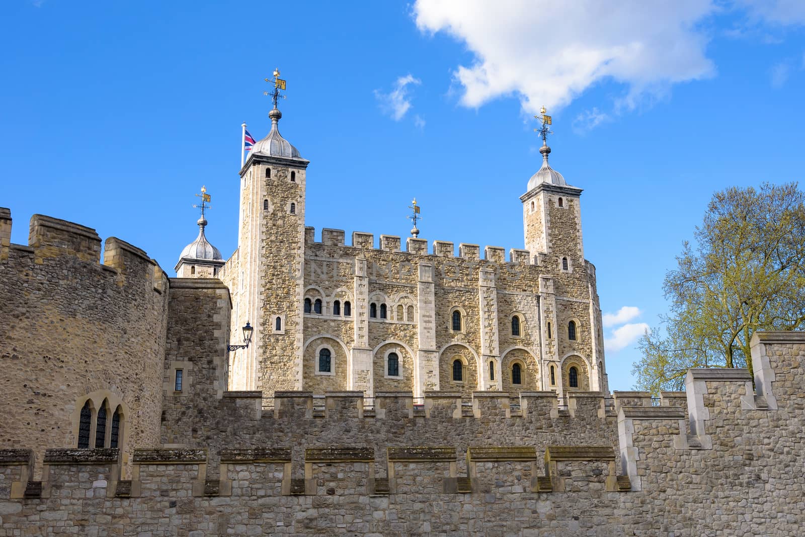 The White Tower of the historic fortress Tower of London, UK